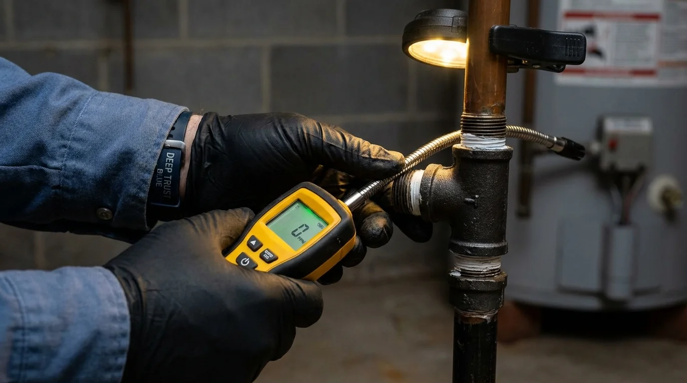 Gas leak detection with electronic sniffer by Johns Plumbing LLC in Alamosa