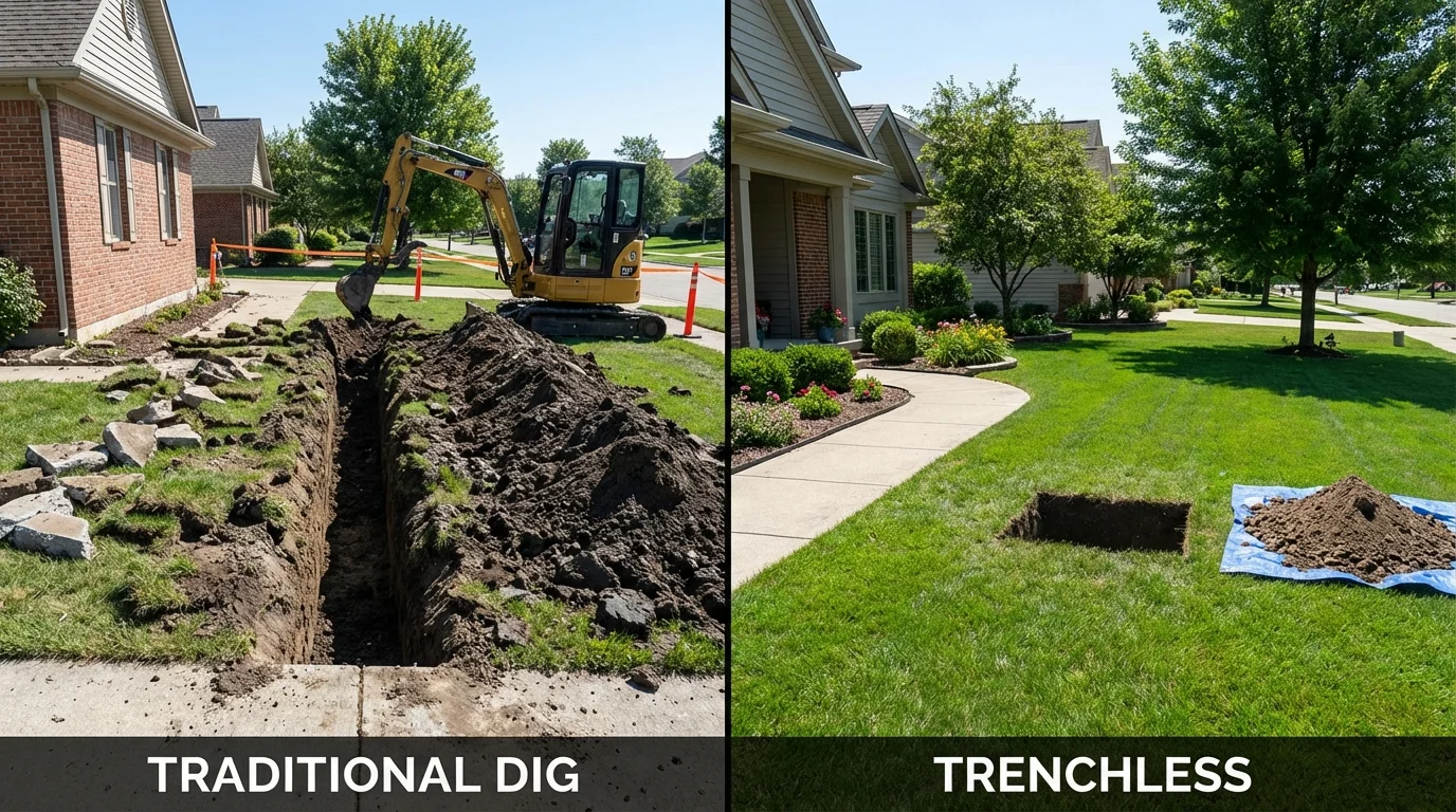 Trenchless sewer repair with minimal yard damage versus traditional excavation in Alamosa, CO